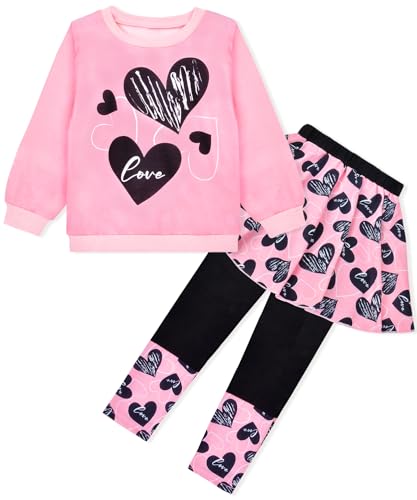 Image of Toddler Kid Girl Clothing Set Outfit Long Sleeve Top, Unicorn Print Pantskirts Fall Winter Outfit Set