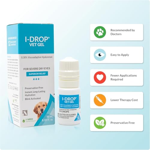 Image of I-DROP Vet Gel Dog Eye Drops, 0.30% Hyaluronan, Dry Eye Relief, 10 ml