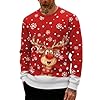 Weihnachtspulli für Damen und Herren Lustig Weihnachtspullover Unisex Ugly Christmas Sweater Schneeflocken Rentier Rudolph Weihnachts Pullover Rundhals Warme Strickpullover Weihnachtsoutfit