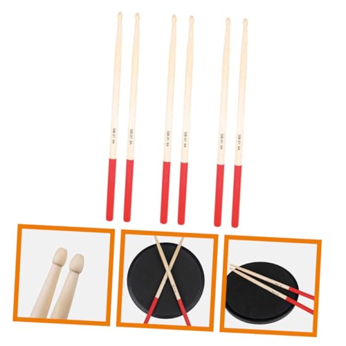 3 Pares de Baquetas de Madera de Arce para Batería, Antideslizantes, Ligeros y Portátiles, para Principiantes y Adultos, Color Rojo miniatura 7