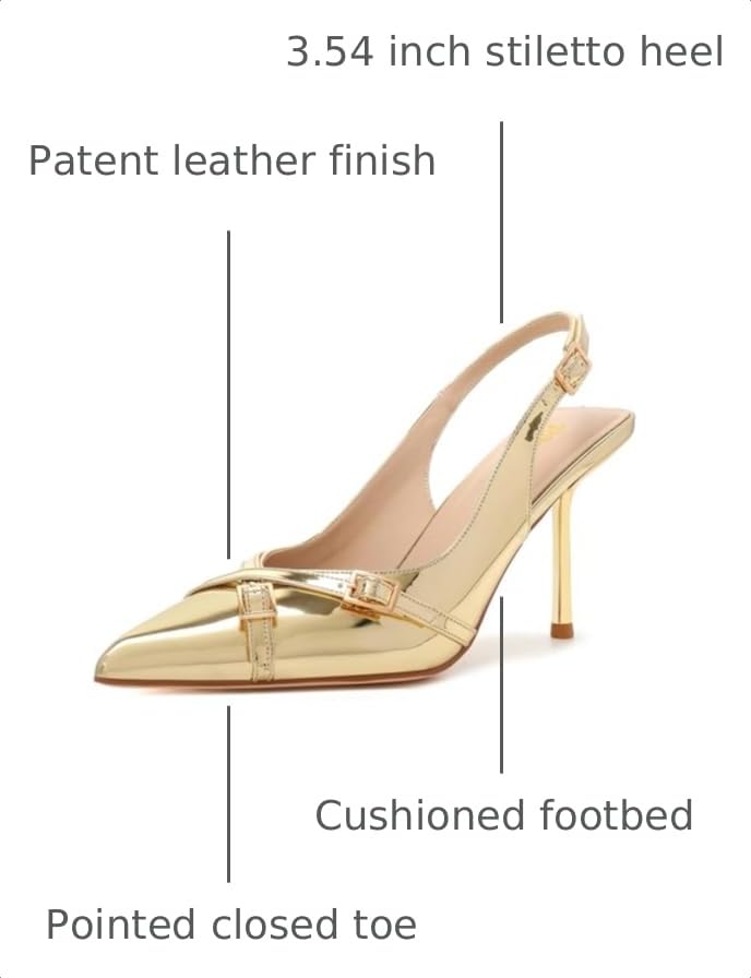 Image of RIBONGZ Sexy Slingback Pumps Elegant Dressy Heels for Women Closed Toe Pointy High Heels Wedding Bride Prom Party Evening Shoes