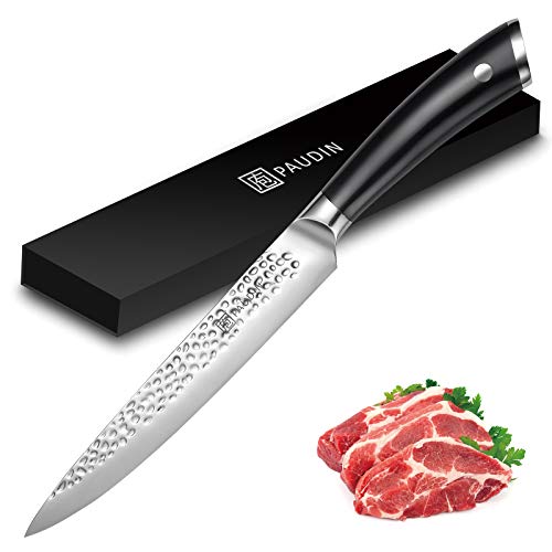 PAUDIN Carving Knife, Sharp 8 Inch Slicing Knife, Premium High Carbon Stainless Steel Forged Blade Brisket Knife with Full Tang Ergonomic ABS Handle, Carving Knife for Meat, Sashimi, Sushi, Roasts
