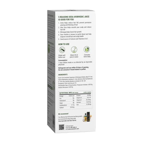 Image of SESA Ayurvedic Hair Care Juice1L (Pack of 2) |Hair FallCcontrol & Hair Growth | With Bhringraj, Aloe Vera, Amla & Daru Haridra