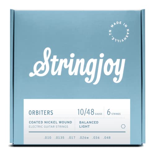 Stringjoy ストリングジョイ エレキギター弦 コーティング 錆びにくい ギター弦 Orbitersシリーズ SJ-OR1048 ライトゲージ .010-.048 ニッケル巻き ハンドメイド アメリカ制