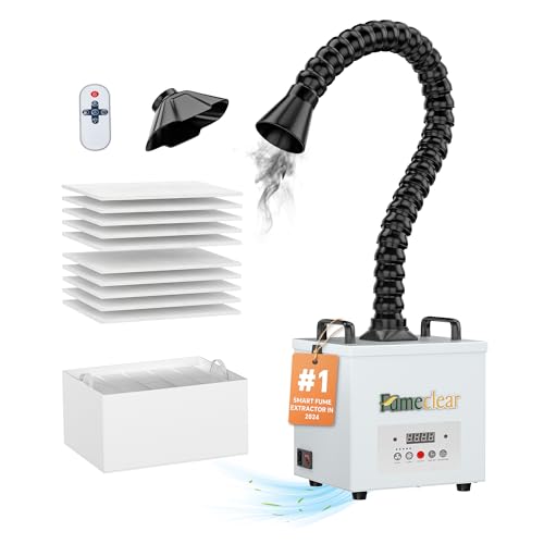 FumeClear Fume Extractor - Powerful 100W Suction 200m³/h, With Remote Digital Display, 3-Stage...