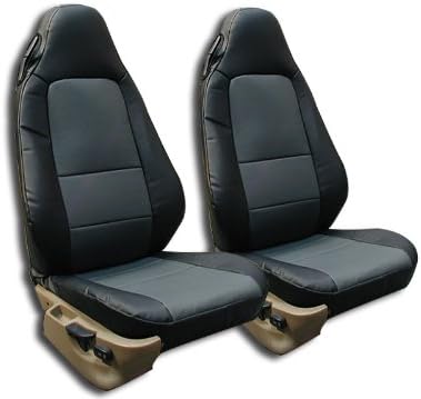 Iggee Designed for BMW Z3 (Not M Series) Artificial Leather Custom Original fit 2 Front seat Covers Pair (Black/Charcoal)