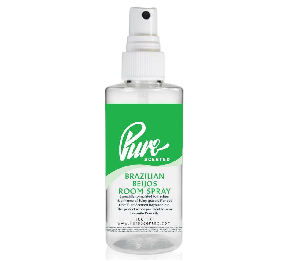 Pure Scented 100ml Room & Fabric Sprays Suitable For Home, Car, Caravan, Work, Gym Bags, Odour Eliminators (1 x 100ml, Brazilian Beijos)