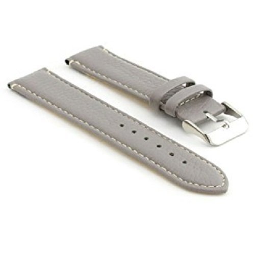 StrapsCo p206.7.22 Grey Pebbled Leather Watch Strap Size 22mm