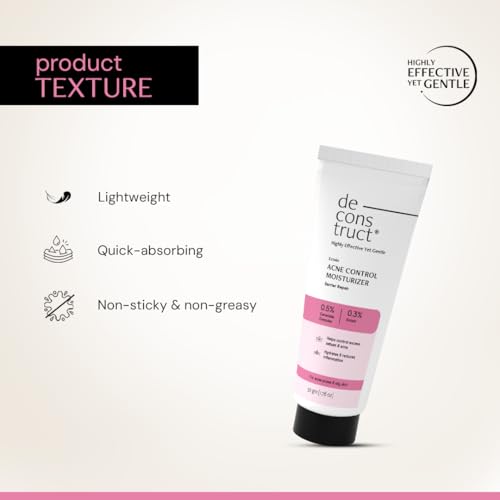 Image of Deconstruct Acne Control Moisturiser with Ectoin & Ceramides for Acne Prone & Oily Skin | Lightweight & Non-Sticky | Soothing & Barrier Repair | Non-Comedogenic | For Men & Women | 50g