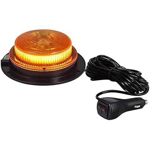 EYPINS Led Warning Rotating Beacon, Magnetic Emergency 10 Modes IP67 Flashing Strobe Light Beacon for Truck Trailer Caravan SUV Car 12/24V Cigarette Plug (Amber) Cover