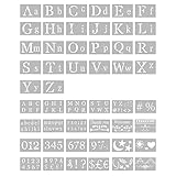 Contenido del paquete: recibirá plantillas de patrones de números de letra totalmente 50 unids, que incluyen letras mayúsculas AZ, letras minúsculas AZ, números 0-9, "Gracias", "Bienvenido" y varios patrones decorativos (luna, estrella, sol, planta, etc.).Cantidad y estilos suficientes pueden satisfacer sus necesidades en la fabricación de artesanías de bricolaje.