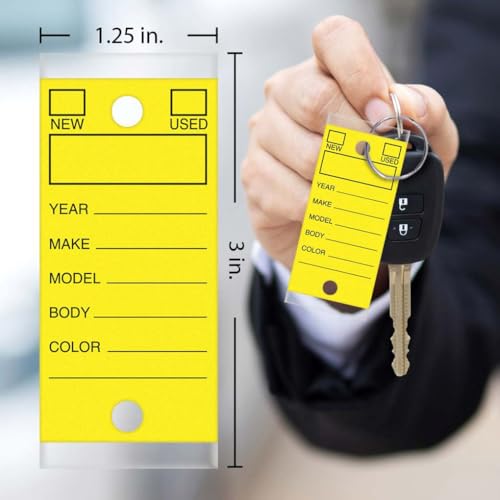 Image of Self Laminating Self Protecting Versa Tags Key Tags with Rings (250 per Box) (Yellow)
