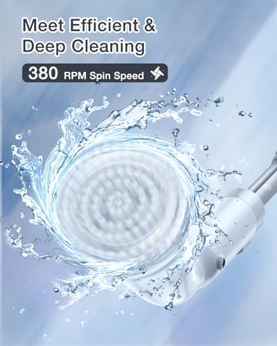 Brosse de nettoyage électrique rotative douche et carrelage avec manche télescopique - 4