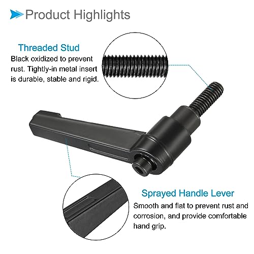 Image of Clamping Lever Handles, M6 x 16mm Male Thread, Adjustable Quick Release Locking Rotating Bolt Knobs Black - (Applications: for Lathe Machinery), 2-Pieces