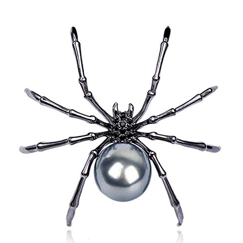 Yushu - Broche de circonita araña, cuerpo de nácar y micro pavimentar, alfileres de araña, broche de collar para hombres y mujeres, broche hecho a mano para mujer