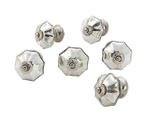 Dritz Home 47008A Glass Mercury Scallop Knob, Silver (6-Piece)