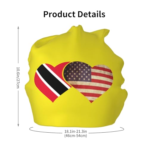 Trinidad Tobago and American Flag Children Hip Hop Knitted Hat Kids Elastic Leisure Knit Cap Warm Sleep Beanies Black2