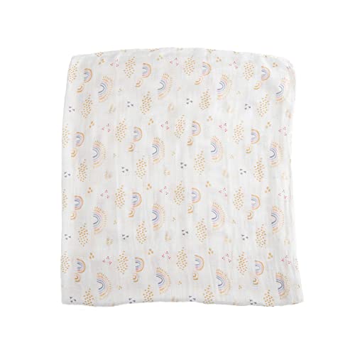 Image of Little Unicorn - Rainbows & Raindrops Deluxe Swaddle | Single | 100% Rayon Muslin from Bamboo | Super Soft | Newborns and Infants | Large 47 inch x 47 inch | Machine Washable