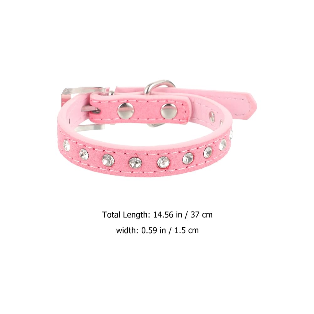 Angoily Adjustable Pu Pet Collar with Rhinestones Comfortable Dog and Cat Neck Collar Skin-friendly Adjustable Accessory for Daily Wear and Special Occasions Pink-s - Image 3