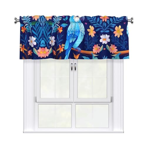 WZYCWB 137,2 x 45,7 cm – Vases occultants imprimés avec illustration de perroquet – Rideaux décoratifs pour chambres, cuisines et balcons