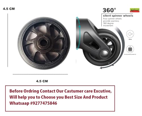 Image of Luggage Wheel,Handle,Lock Only for Replacement and Repair for VIP, Safari, Skybag, Amrican Tourister Suitcases Luggage Part ((4.5 CM WHEEL) 4 PCS + 1 CUTTER)