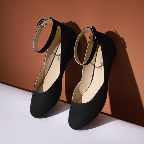DREAM PAIRS Ballerinas Damen Schuhe Damen Elegant Flache Schuhe für Damen mit Verstellbarem Knöchelriemen Riemchenballerina – Bild 5