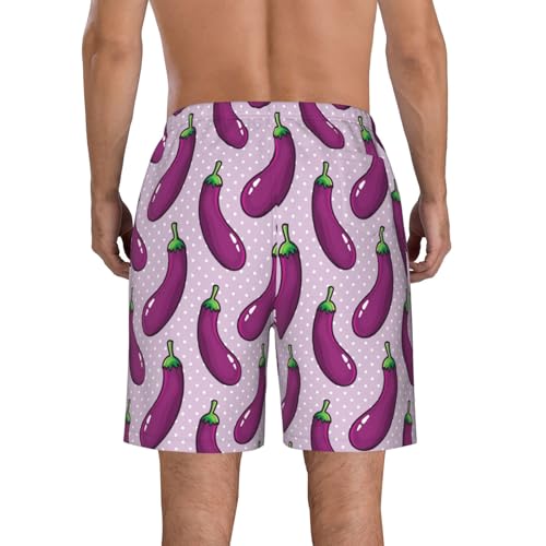 Seamless Pattern of Eggplant and Vegetables Mens Swim Trunks Quick Dry Swim Board Shorts Casual Beach Shorts3