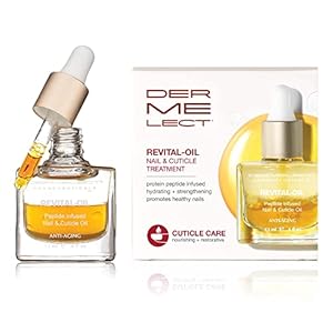 Dermelect Revital-oil Nail & Cuticle Treatment- Nourishing Oil for Dry Damaged Cuticles with Protein Peptides Argan Oil Shea Butter, Moisturizes, Soothes, Strengthens Repairs Cuticles & Nails 0.4 oz