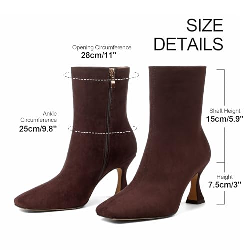 VOMIRA Ankle Boots for Women Square Toe Kitten Heel Boots4