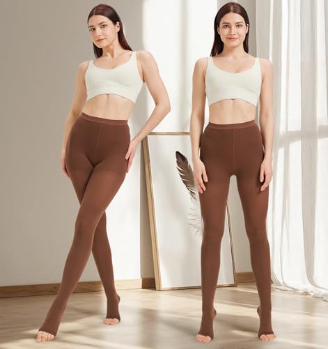 Image of NURCOM 15-20 mmHg Compression Pantyhose for Women & Men, Open Toe Medical Compression Stockings, Waist High Opaque Compression Tights, Graduated Support for Varicose Veins, Edema, DVT, Post Surgery