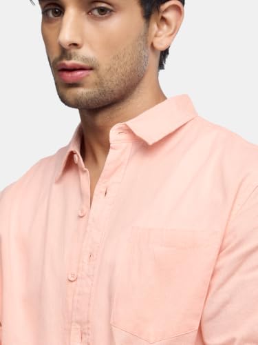 Image of The Souled Store Cotton Linen: Men and Boys Long Sleeve Spread Collar Solid Cotton Relaxed Fit Easy to Style Everyday Office Wear Cotton Linen Shirts