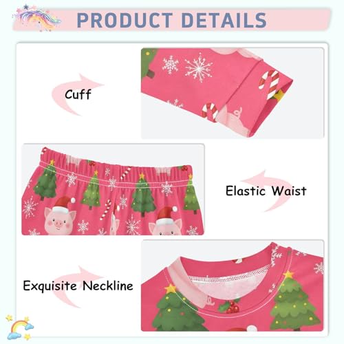 Pajama Sets Long Sleeve Christmas Pigs Trees Snowflakes Candy Soft Comfy Sleepwear 2 Piece PJS 3-8T4