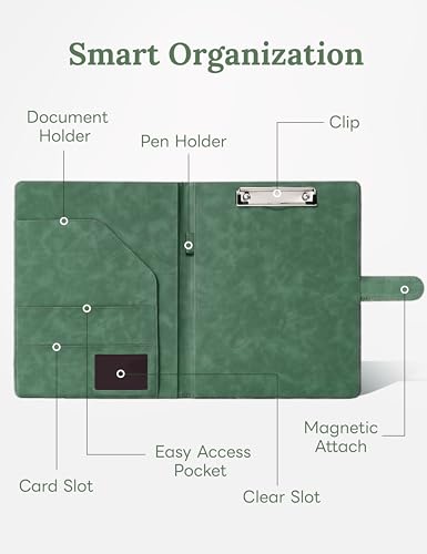 Image of Clipboard Folder Padfolio, Mymazn Writing Portfolio Faux Leather Clipboards with Cover for Legal Pad Holder Letter Size A4 8.5 x 11 for Business Conference Notepad Clip Boards