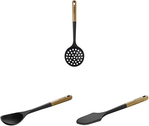 STAUB Cuchara espumadora, perfecta para colar o levantar carne y verduras de la cuchara de servir de caldo y STAUB para servir, ideal para recoger