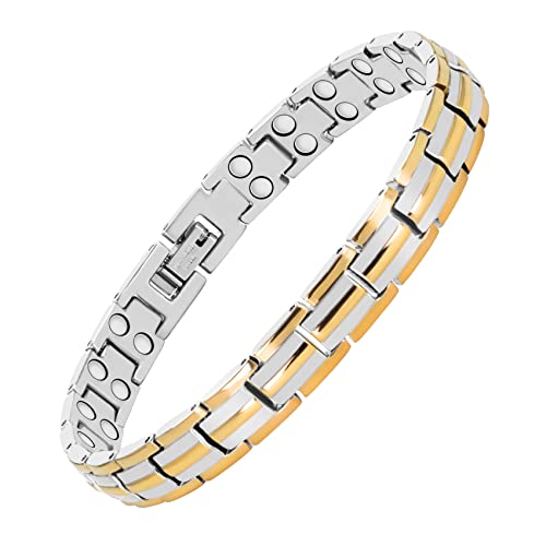 Jeracol Lymphatic Detox Magnetic Bracelets for Women,Titanium Steel Brazaletes with Ultra Strength Magnets,Adjustable Length with Sizing Tool