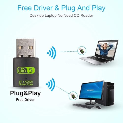 Image of BLACKBOOST USB WiFi Bluetooth Adapter, 600Mbps Dual Band 2.4 /5Ghz Wireless Network External Receiver, Mini WiFi Dongle for PC /Laptop /Desktop