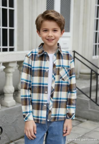 Image of Betusline Boy and Men Button Down Plaid Shirt | Soft,Breathable and Comfortable Fabric