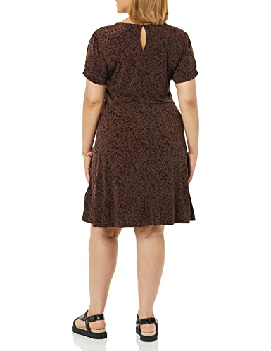 Image of Amazon Essentials Women's Gathered Short Sleeve Crew Neck A-line Dress (Available in Plus Size)