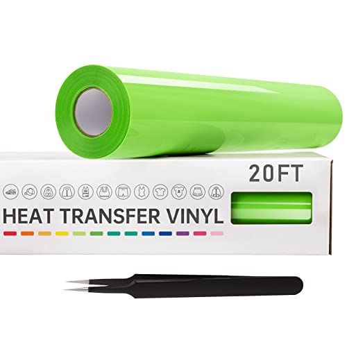 VinylRus Heat Transfer Vinyl-12 x 20ft Apple Green Iron on Vinyl Roll for Shirts HTV Vinyl for Silhouette Cameo Easy to Cut & Weed