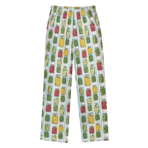 Pickled Cucumber Green Pajama Lounge Pants with Pockets Sleepwear Soft Elastic Waist PJ Bottoms 6-14 Years2