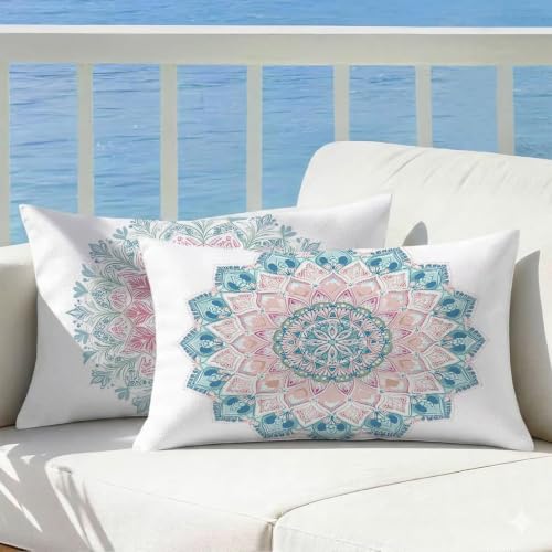 Coussin decoratif 50x70 lot de 2 velours mandala avec fermeture eclair cachee chic - 2
