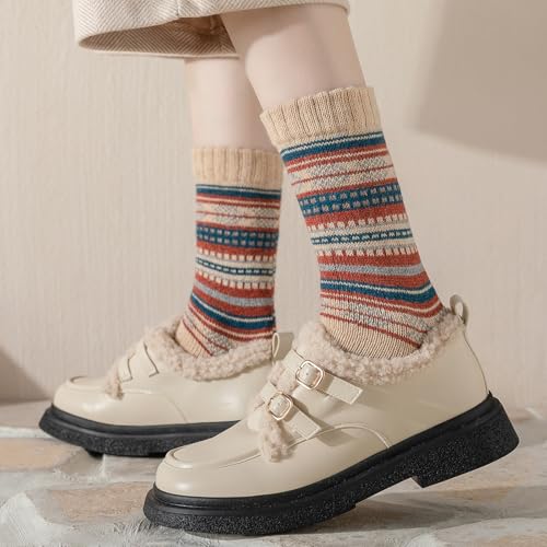 Image of 5 Pairs Wool Socks for Women - Wool Socks Womens, Winter Cozy Sock Warm Sock