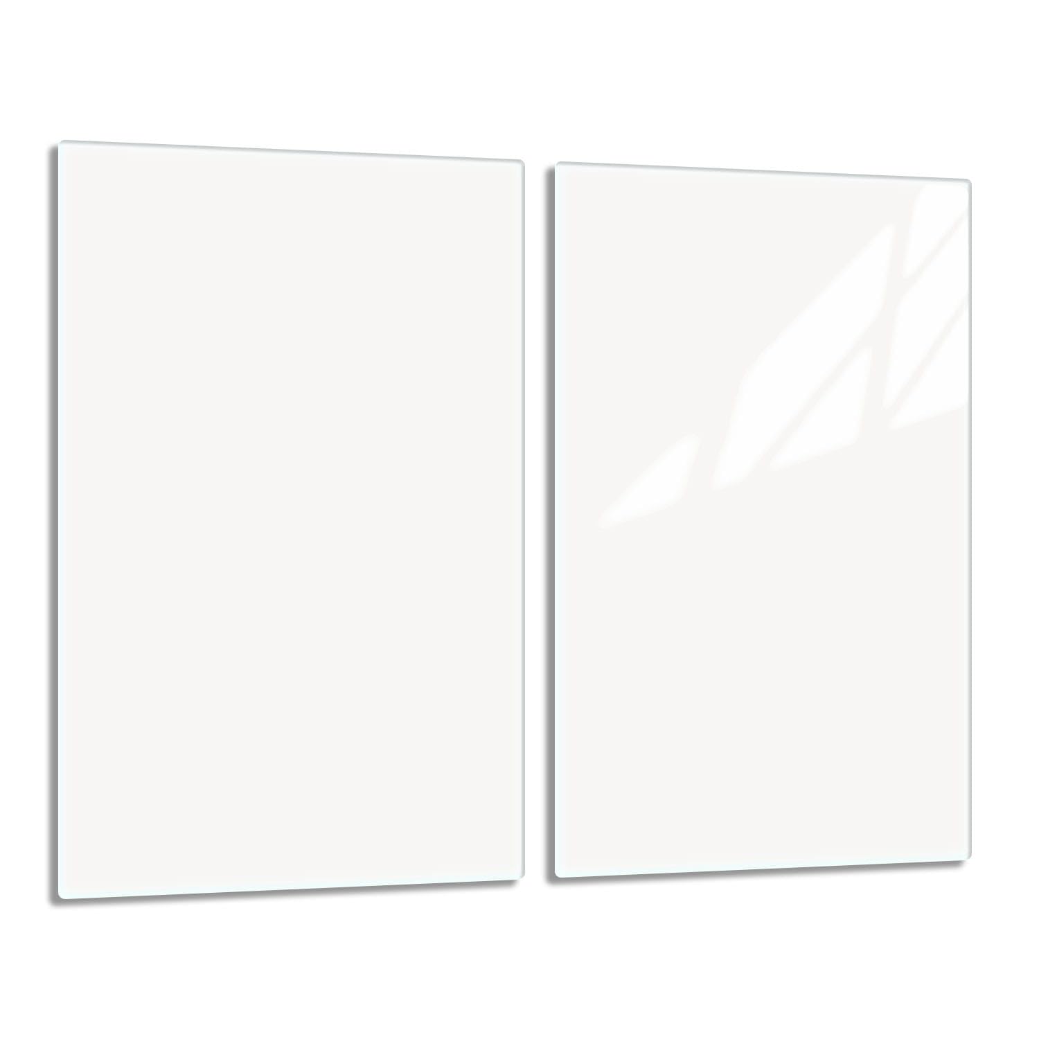 DarHaus Placa protectora de vitrocerámica 30x52 cm 2 pieza cocina eléctrica universal para inducción protección contra salpicaduras tabla de cortar de vidrio templado como decoración blanco