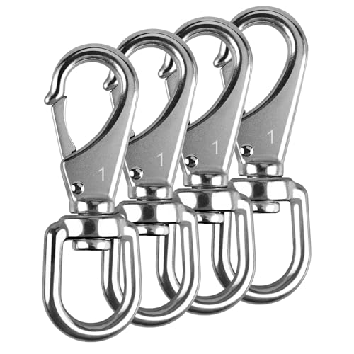 KINLINK 304 Stainless Steel Swivel Snap Hooks, 4 Pack 3.5 Inch Flag Pole Clips, Heavy Duty Spring Snap Hooks for Flagpole Rope, Dog Leash, Keychain, Boat Anchor Rope, Bird Feeder