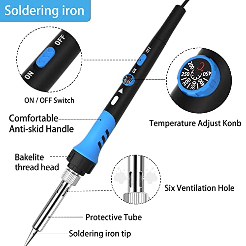 Soldering Iron Kit,60W Soldering gun with Ceramic Heater,9in1 solder iron kit tool,Adjustable