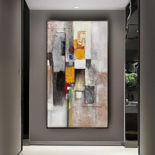 Art mural abstrait vintage peintures à l'huile de 95x150 cm avec un cadre noir moderne pour salon