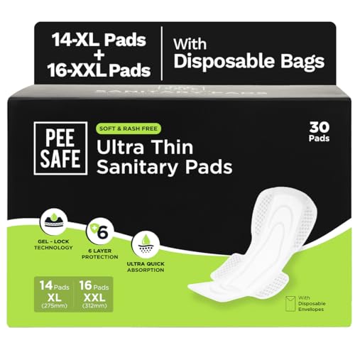 Image of Pee Safe Comfort Ultra Thin Sanitary Pad For Women | 30 Pads- 14 XL Pads + 16 XXL Pad For Rash Free Periods | Cottony Soft Sanitary Napkins For Ultra Comfort | Dual Wings | Toxin Free | Extra Long