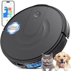 Seyanke Robot Vacuum and Mop Combo, LiDAR Navigation with Ultra Slim Design, Smart Mapping Robotic Vacuum Cleaner, 9000Pa Suction, Customizable Cleaning for Pet Hair, Carpets, and Hard Floors
