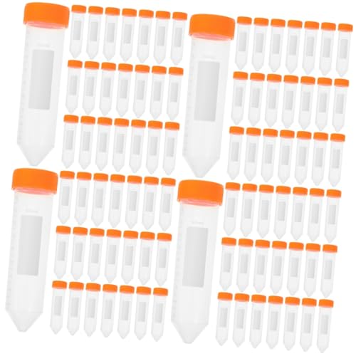 VILLFUL 100 Pcs Graduated Test Vials Test Tubes with Caps Test Tubes with Screw Caps Clear Tubes Small Vials Scientific Experiments Test Tubes Plastic Transparent