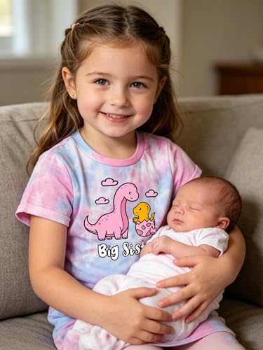 Image of Funnycokid Big Sister Shirts for Girls Pregnancy Announcement Toddler Promoted to T-Shirt 1-7 Years